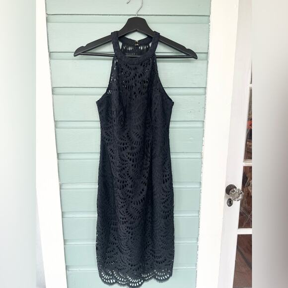 Lilly Pulitzer NWT Kenna dress in onyx black lace dress fall wedding cocktail 00 - Picture 3 of 12